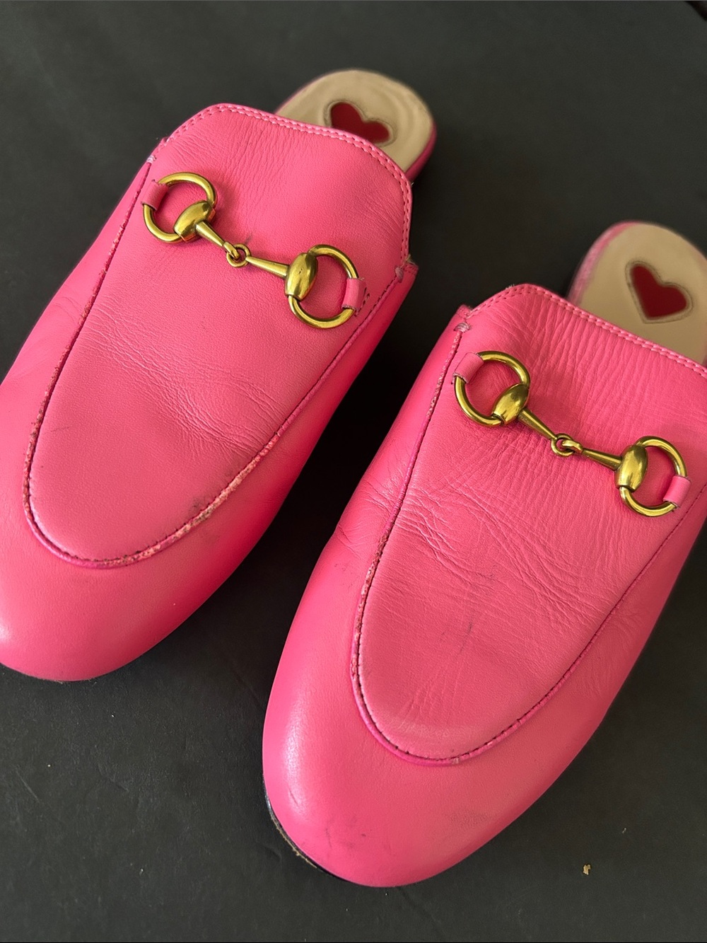 Pink Women's Slip-On Loafers with Gold Bit Hardware - Picture 12 of 17